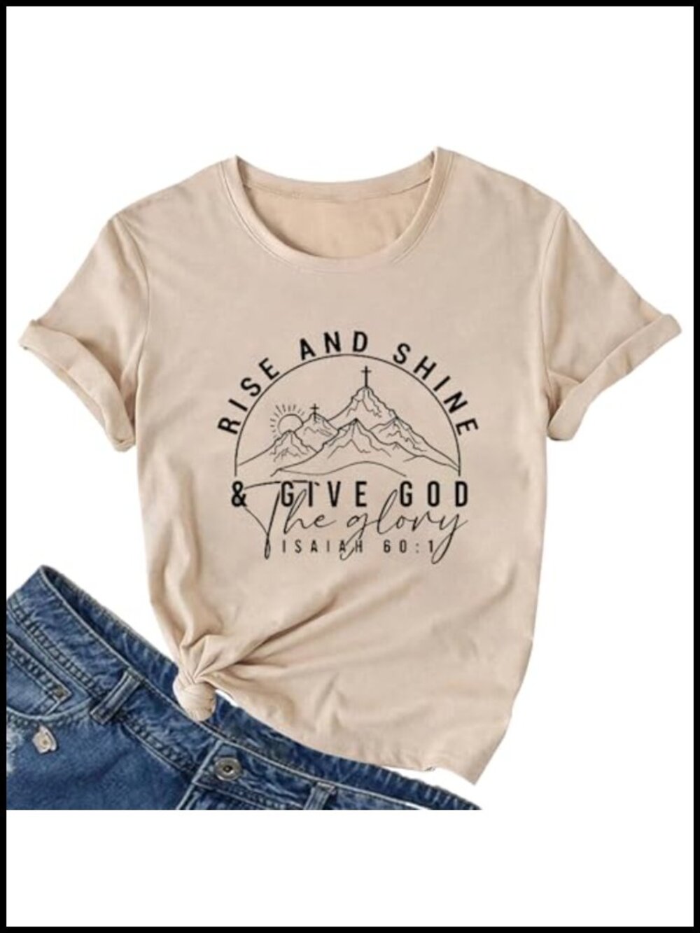 Womens Christian Graphic Tee Cotton Blend Crew Neck Short Sleeve